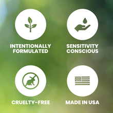 Load image into Gallery viewer, Restore Naturals four icons with text on a green blurred background
